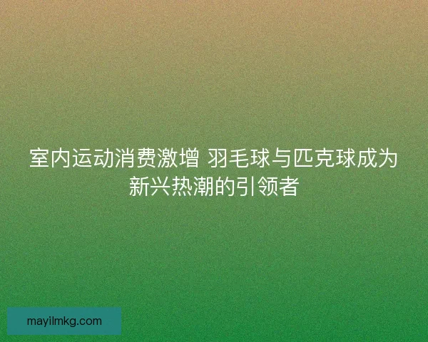 室内运动消费激增 羽毛球与匹克球成为新兴热潮的引领者 室内运动消费激增 羽毛球与匹克球成为新兴热潮的引领者